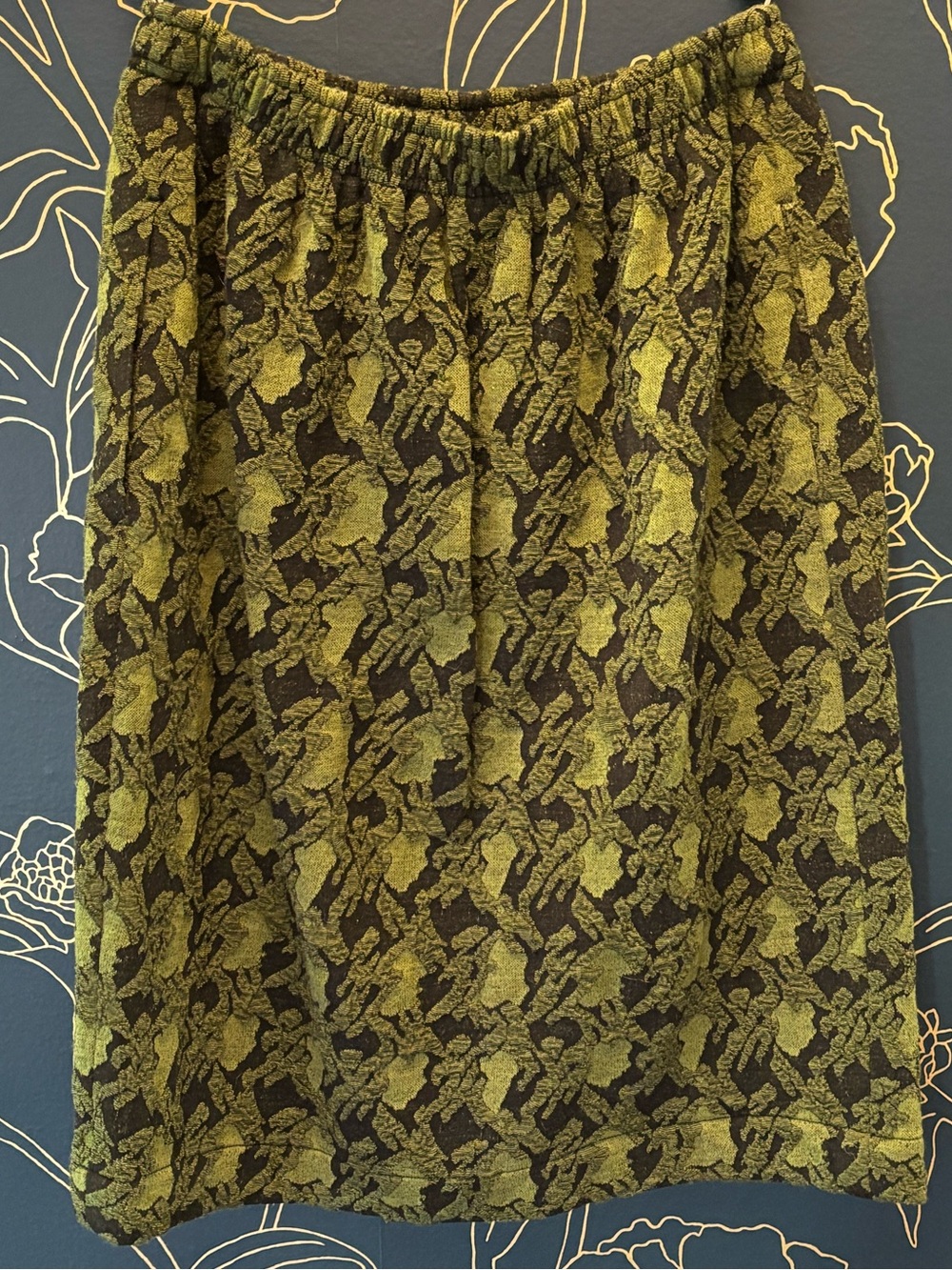 Vintage MICHII MOON for SANYO wool blend STRETCH pencil skirt SIZE 8 green black